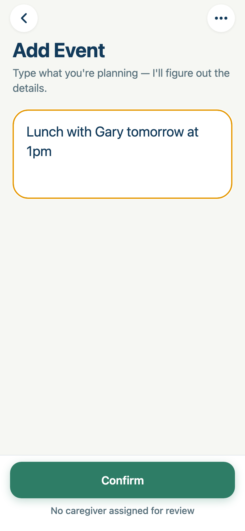 Ready Today Add Event screen